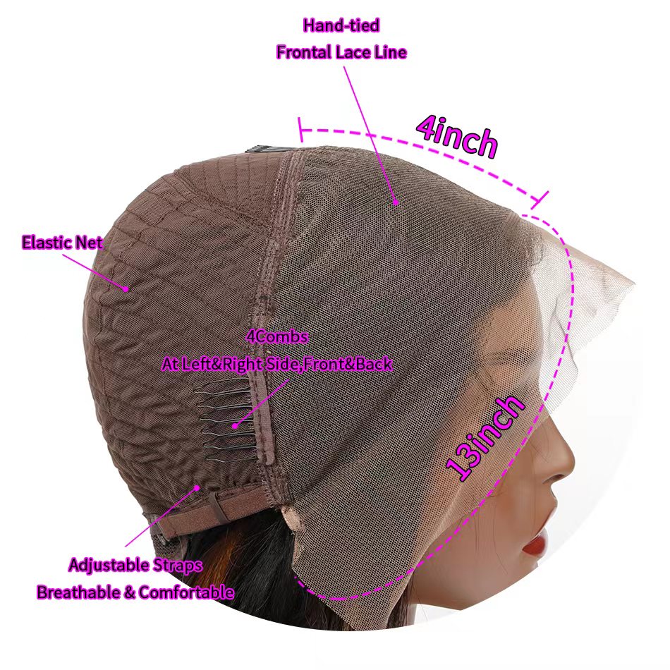 100% HUMAN HAIR 13x4 Straight Natural Transparent Lace Frontal Wigs 200% density