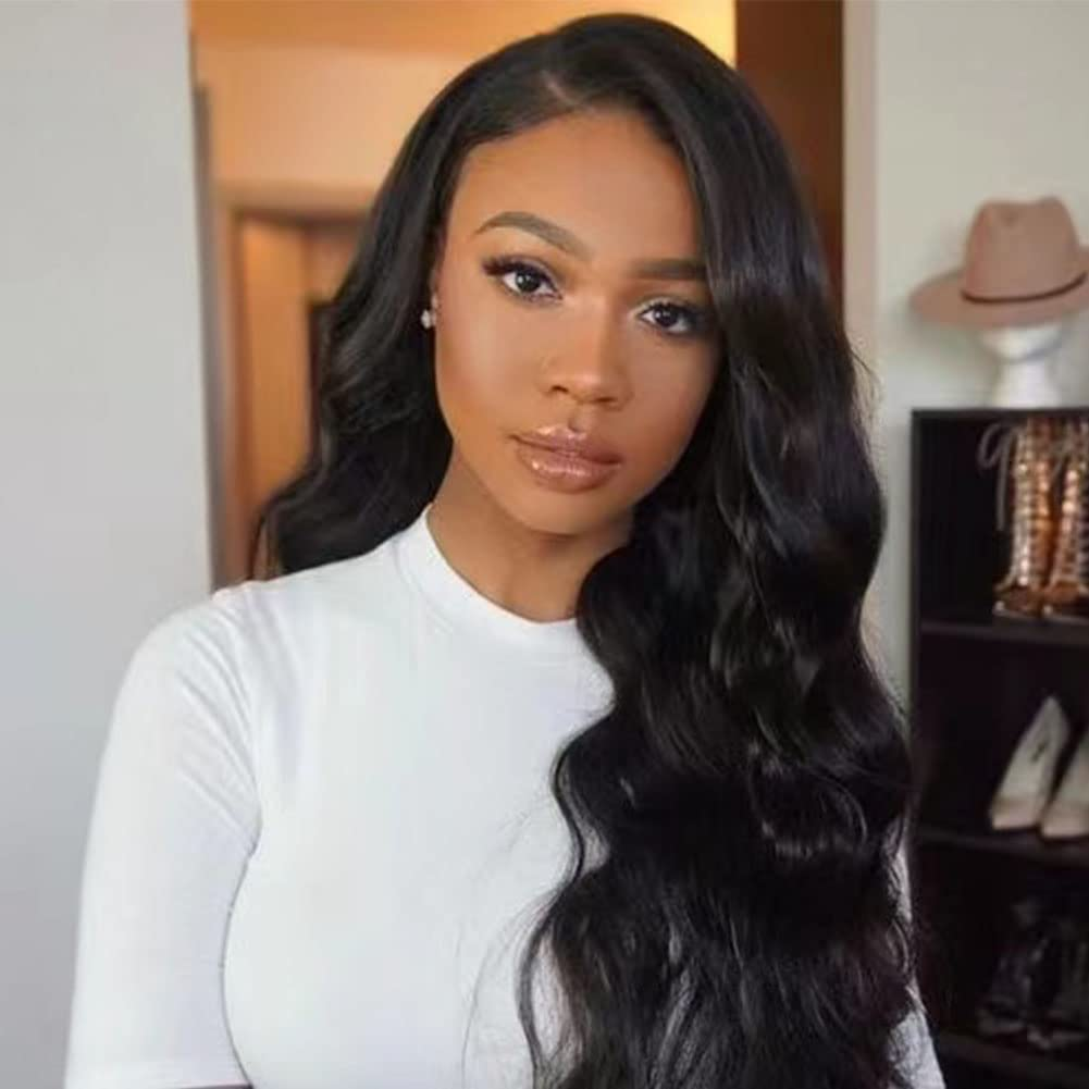100% HUMAN HAIR 13x4 Body Wave Natural Transparent Lace Frontal Wigs 200% density