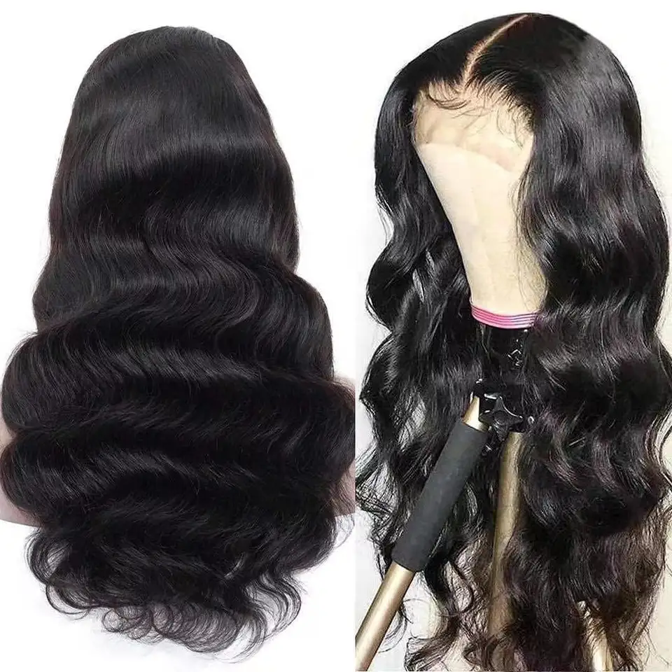 100% HUMAN HAIR 13x4 Body Wave Natural Transparent Lace Frontal Wigs 200% density