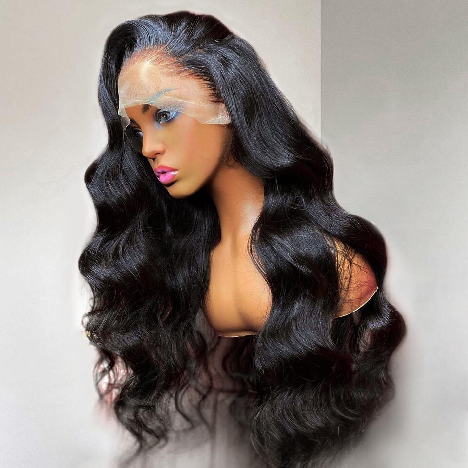 100% HUMAN HAIR 13x4 Body Wave Natural Transparent Lace Frontal Wigs 200% density