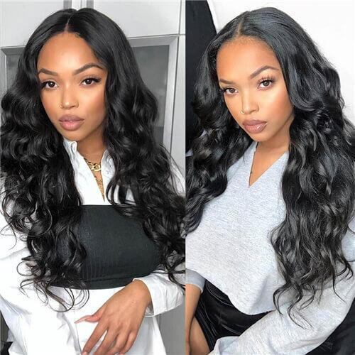 100% HUMAN HAIR 13x4 Body Wave Natural Transparent Lace Frontal Wigs 200% density
