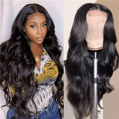 100% HUMAN HAIR 13x4 Body Wave Natural Transparent Lace Frontal Wigs 200% density