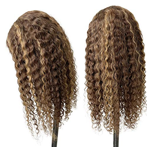 100% HUMAN HAIR Curly Highlight 13x4 Transparent Lace Frontal wig 200%