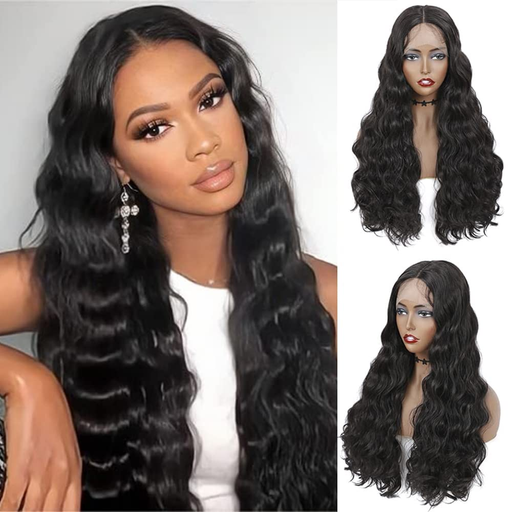 100% HUMAN HAIR 13x4 Loose Wave Natural Transparent Lace Frontal Wigs 200% density