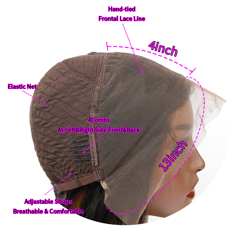 100% HUMAN HAIR 13x4 Straight Natural Transparent Lace Frontal Wigs 200% density