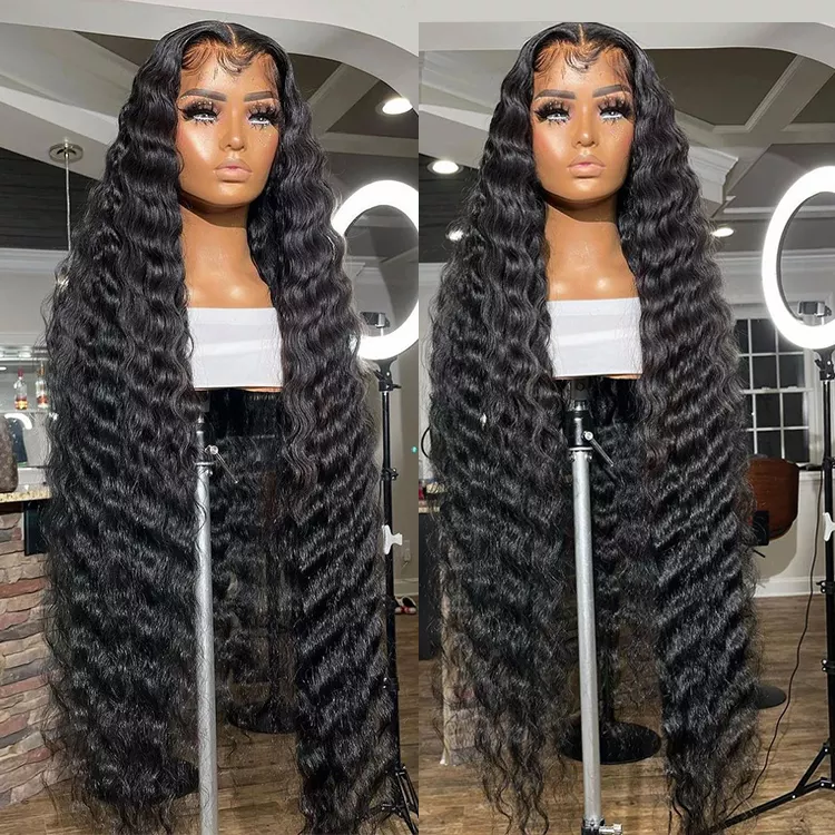 100% HUMAN HAIR 13x4 Raw Hair Unprocessed Lace Frontal Wig Loose Deep Wave 200% Density Natural