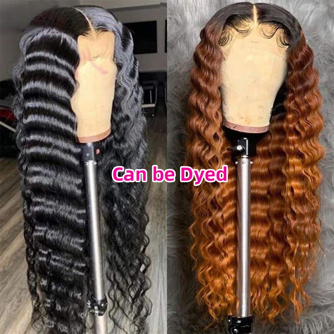 100% HUMAN HAIR 13x4 Raw Hair Unprocessed Lace Frontal Wig Loose Deep Wave 200% Density Natural