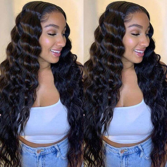 100% HUMAN HAIR 13x4 Loose Wave  Natural Transparent Lace Frontal  Wigs  200% density