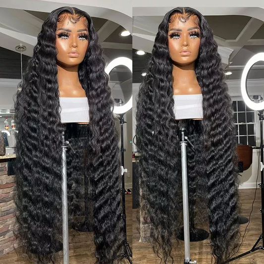 100% HUMAN HAIR 13x4  Raw Hair Unprocessed Lace Frontal Wig  Loose Deep Wave  200% Density Natural